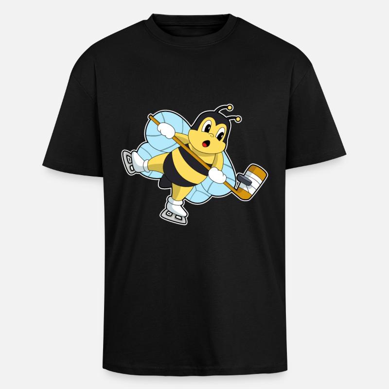 Biene Eishockey Eishockeyschläger - Oversized Heavyweight Unisex T-Shirt - Schwarz