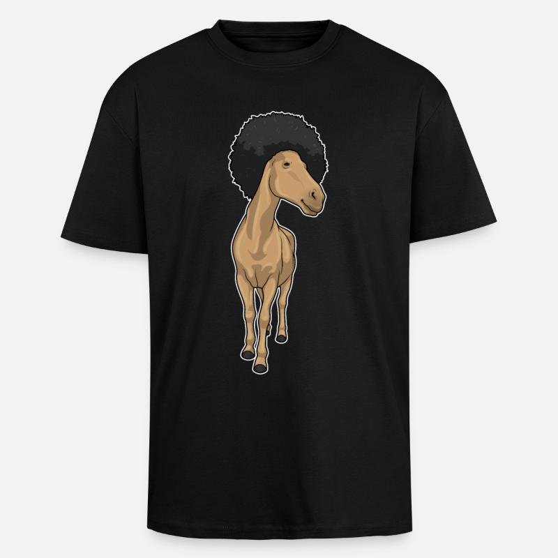 Pferd Afro - Oversized Heavyweight Unisex T-Shirt - Schwarz