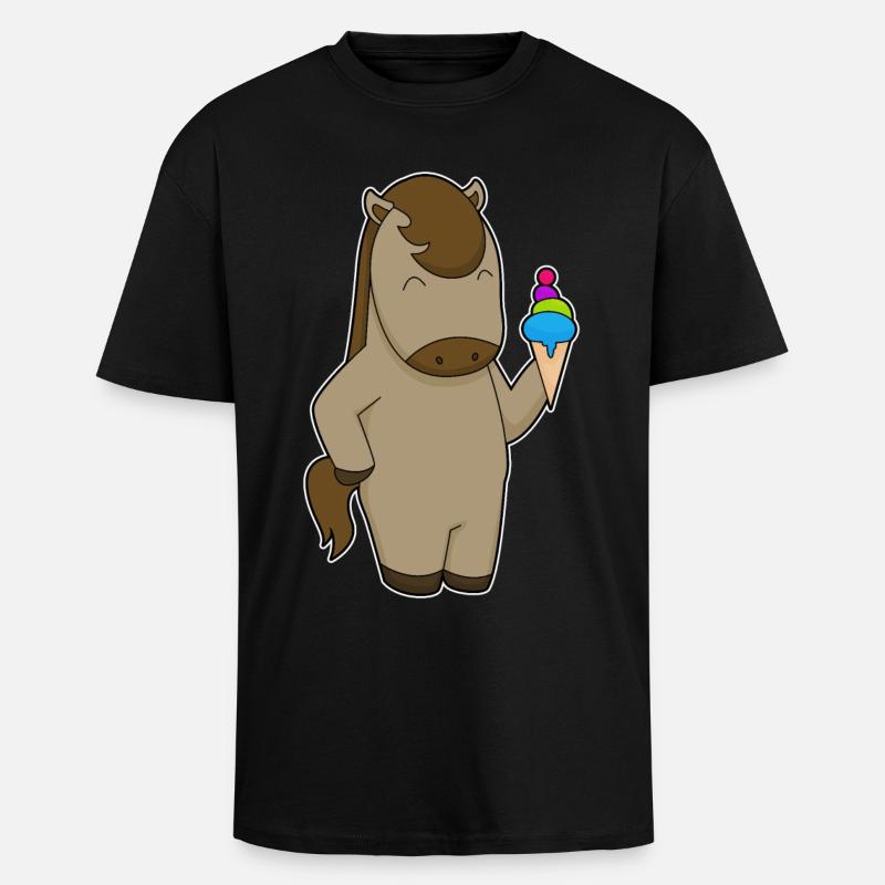 Gaufrier à cheval - T-shirt unisexe oversize épais - noir