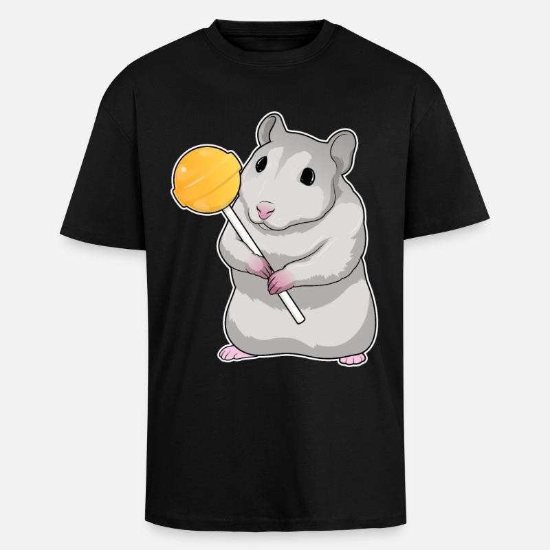 Hamster Lutscher - Oversized Heavyweight Unisex T-Shirt - Schwarz