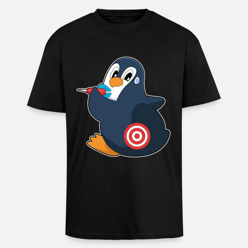 Penguin Dart Dart Dartboard - T-shirt unisexe oversize épais - noir