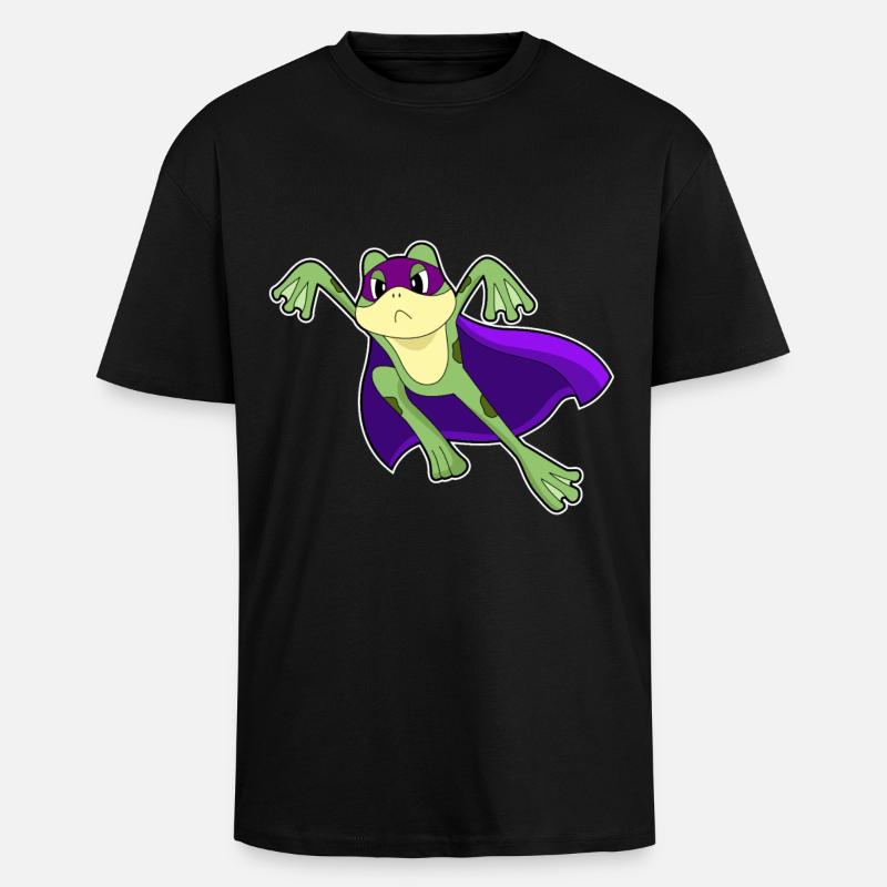 Frosch Held - Oversized Heavyweight Unisex T-Shirt - Schwarz