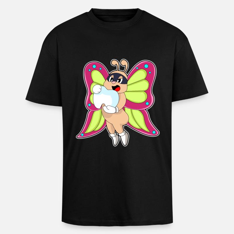 Dent de dentiste papillon - T-shirt unisexe oversize épais - noir