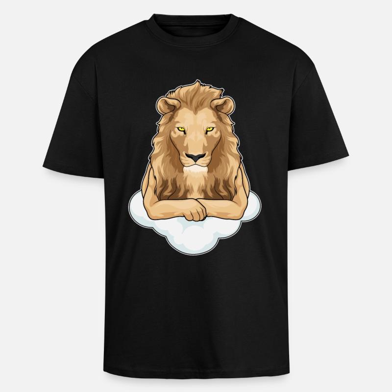 Löwe Wolken - Oversized Heavyweight Unisex T-Shirt - Schwarz