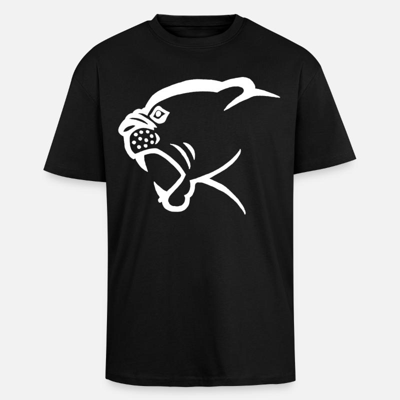 Tête de panthère blanche - T-shirt unisexe oversize épais - noir