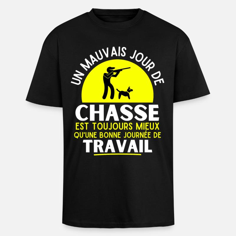 chasse, chasseur, fan de chasse - T-shirt unisexe oversize épais - noir