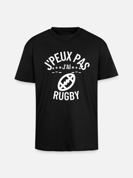 I can't I have rugby - Unisex Oversized Heavyweight T-shirt - black