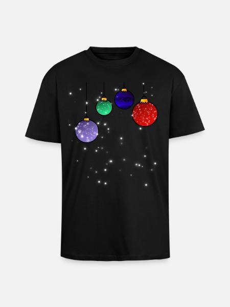 Christbaumkugeln mit Schneeflocken - Oversized Heavyweight Unisex T-Shirt - Schwarz