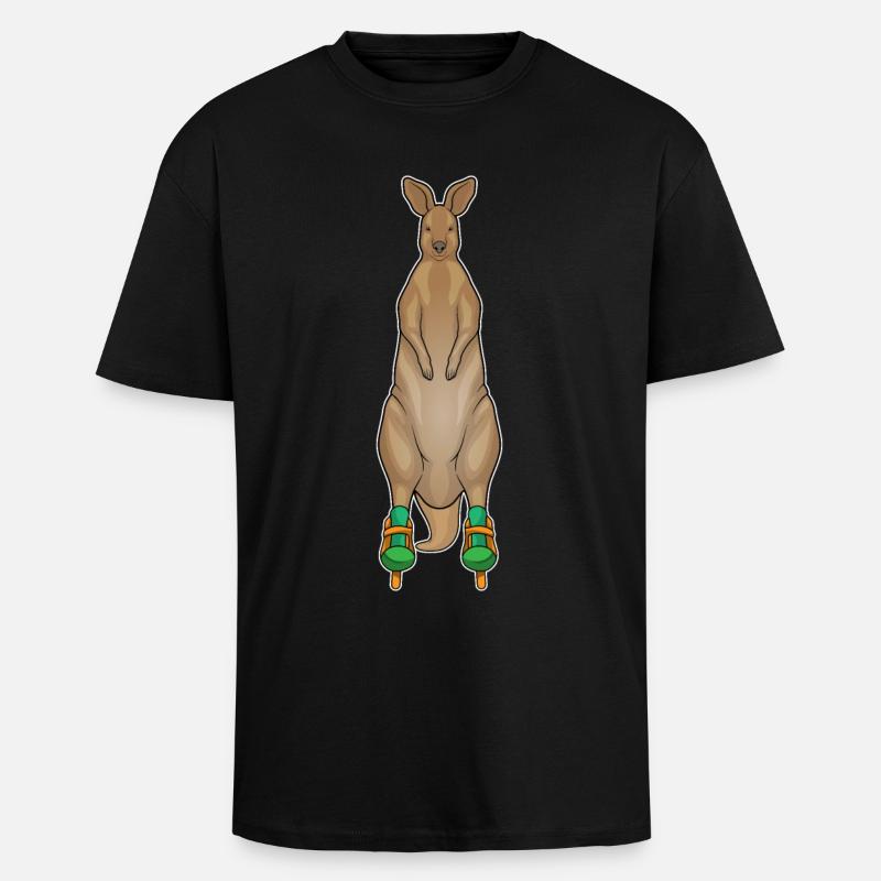 Känguru Inline skating Inline skates - Oversized Heavyweight Unisex T-Shirt - Schwarz