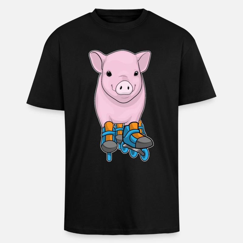 Schwein Inline skating Inline skates - Oversized Heavyweight Unisex T-Shirt - Schwarz