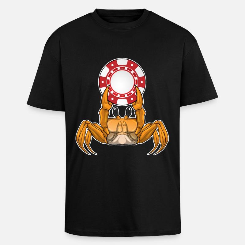 Krabbe Poker Pokerchips - Oversized Heavyweight Unisex T-Shirt - Schwarz