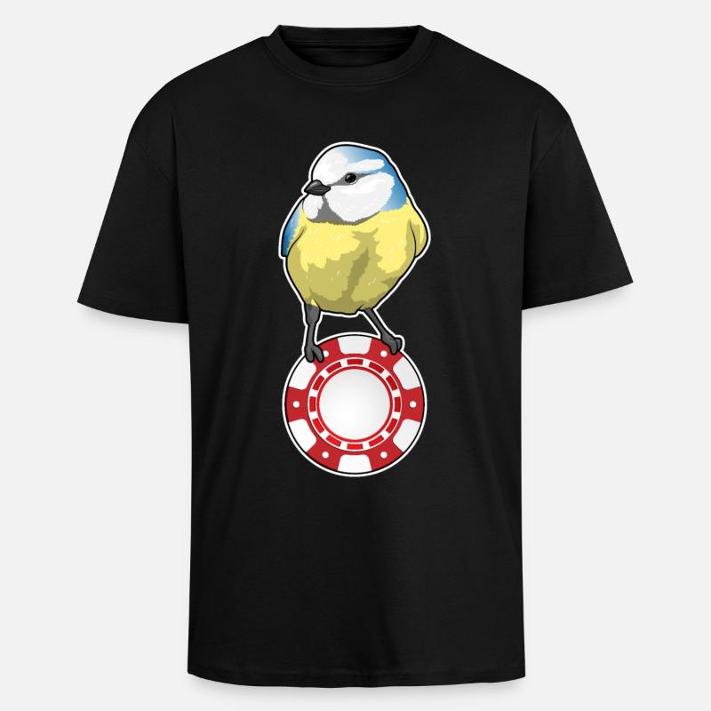 Vogel Poker Pokerchips - Oversized Heavyweight Unisex T-Shirt - Schwarz