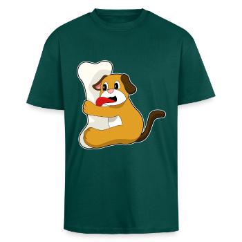 Os de chien - T-shirt unisexe oversize épais - hunter green - Devant - Alina (178cm) & Michal (187cm)