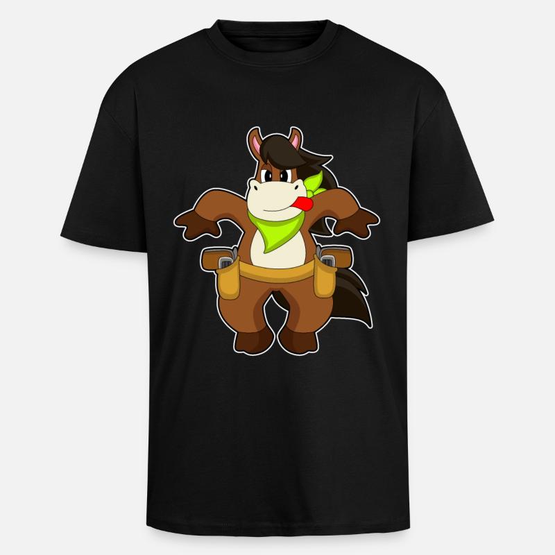 Pferd Cowboy Pistole - Oversized Heavyweight Unisex T-Shirt - Schwarz