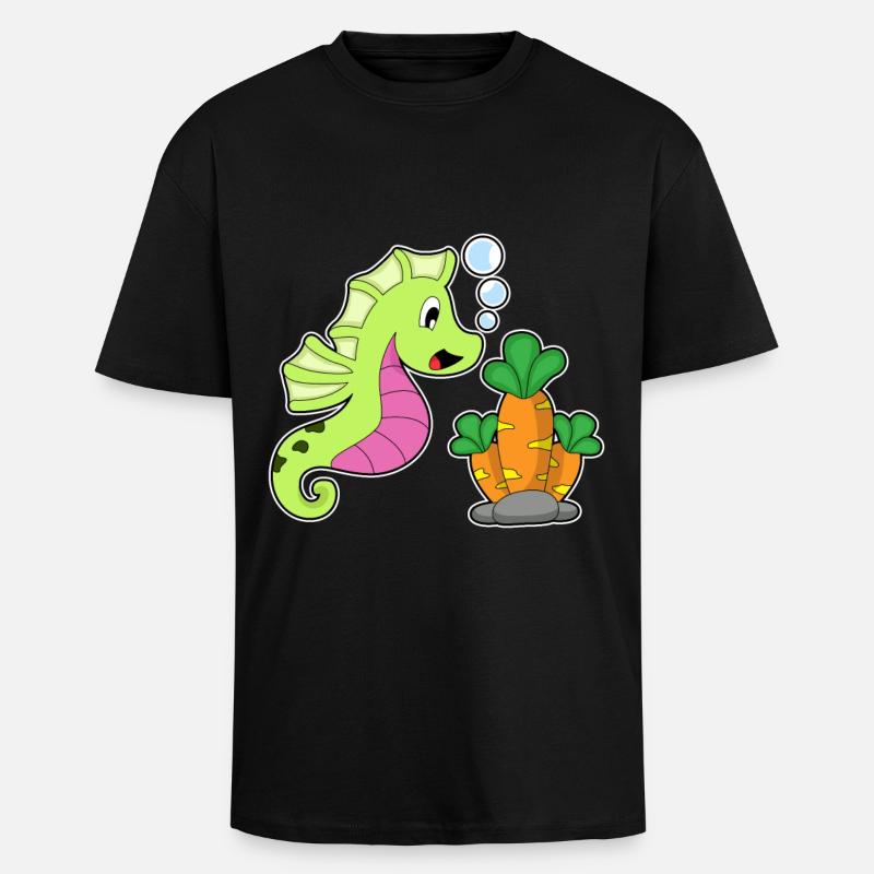 Seepferdchen Karotte - Oversized Heavyweight Unisex T-Shirt - Schwarz