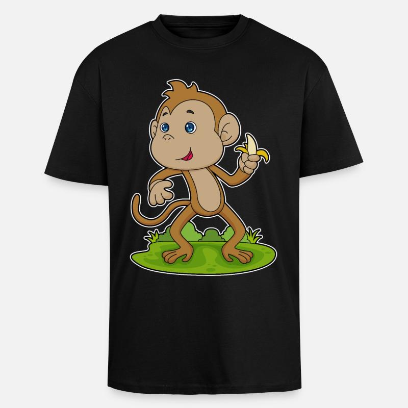 Affe Banane - Oversized Heavyweight Unisex T-Shirt - Schwarz