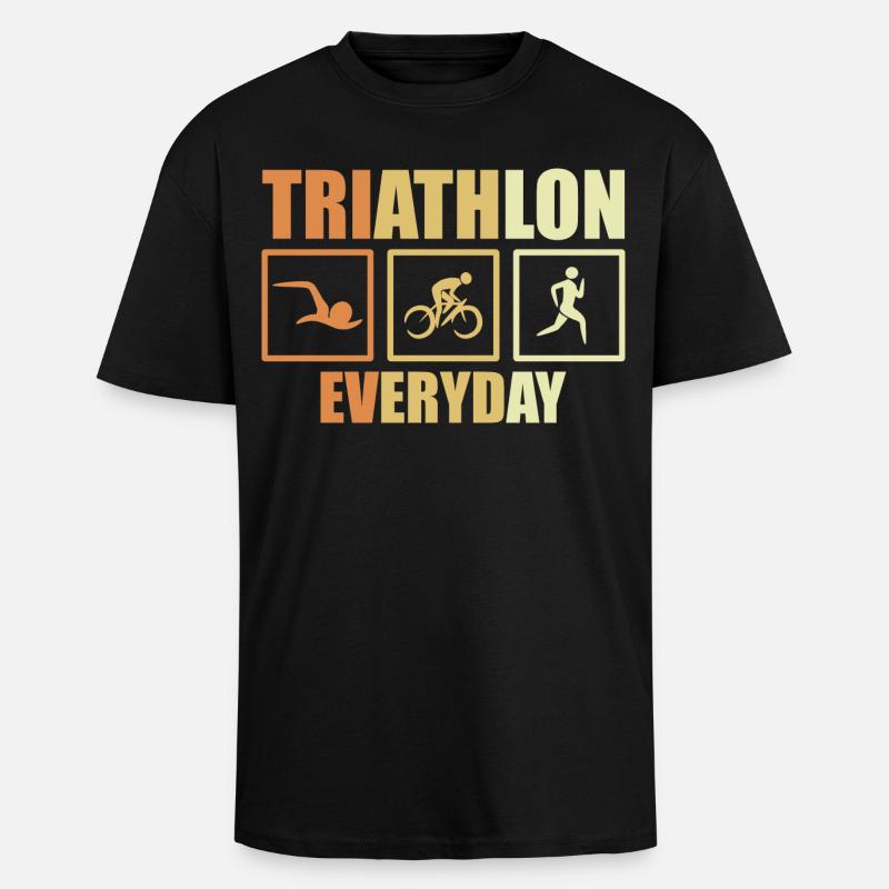 Routine de triathlon à vélo - T-shirt unisexe oversize épais - noir