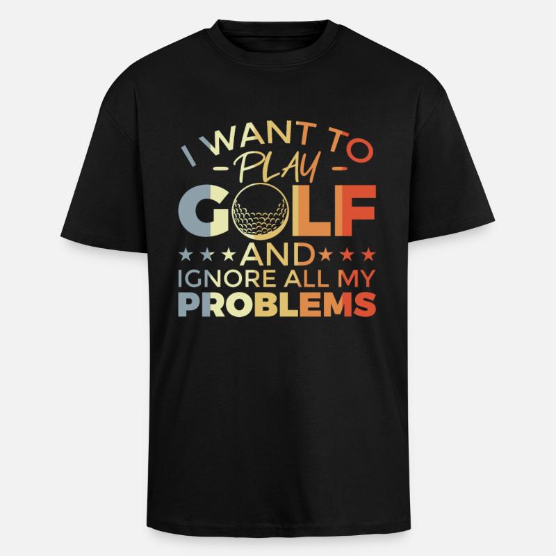 Drôle de dicton de golf - T-shirt unisexe oversize épais - noir