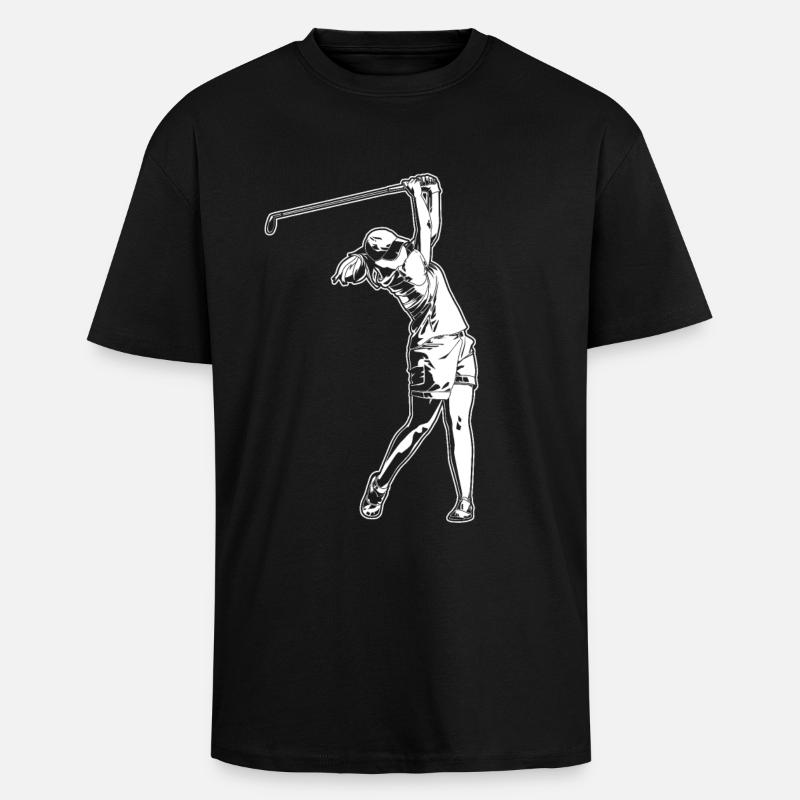 Golfer Mädchen - Oversized Heavyweight Unisex T-Shirt - Schwarz