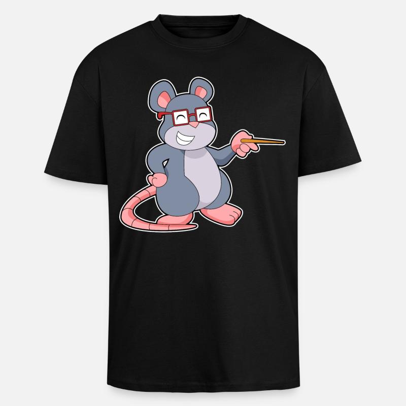 Mouse Teacher Pointer School - Unisex Oversized Heavyweight T-shirt - black