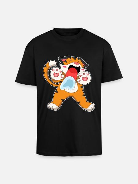 Funny Tiger - Unisex Oversized Heavyweight T-shirt - black