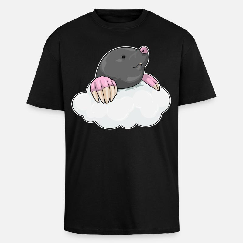 Nuages de taupes - T-shirt unisexe oversize épais - noir