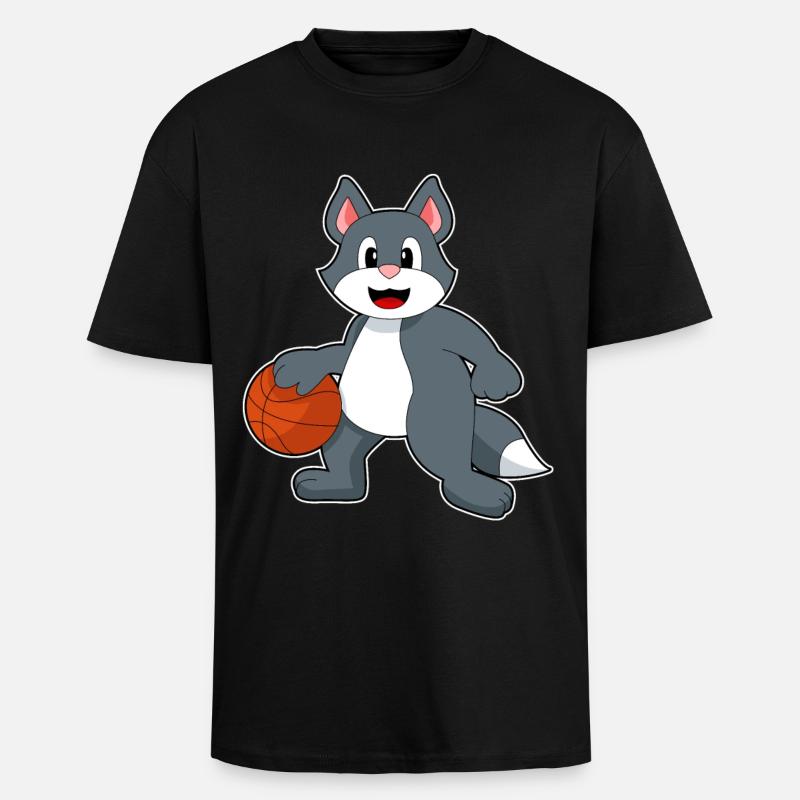 Chat Basketteur Basketteur - T-shirt unisexe oversize épais - noir