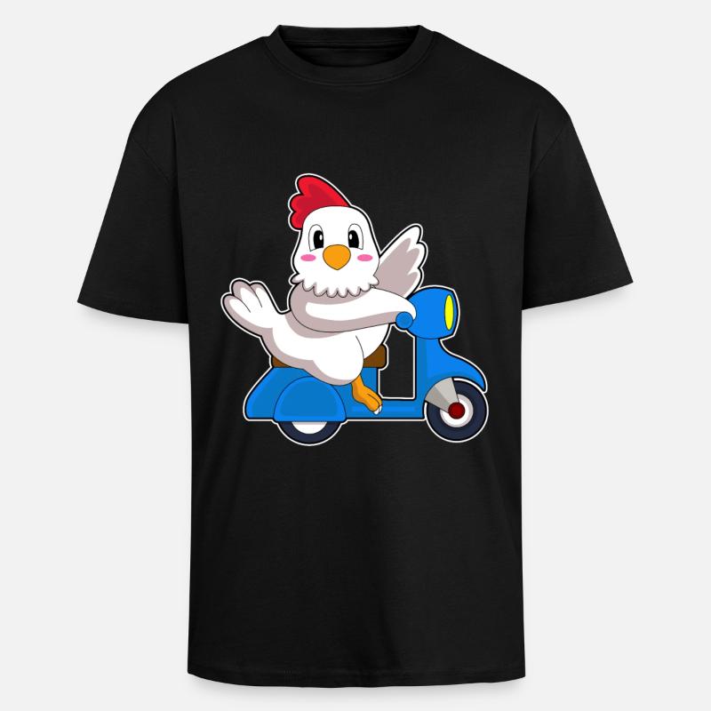 Huhn Motorroller - Oversized Heavyweight Unisex T-Shirt - Schwarz