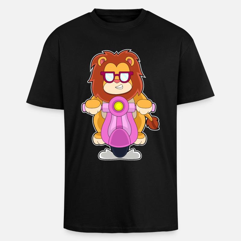 Löwe Scooter - T-shirt unisexe oversize épais - noir