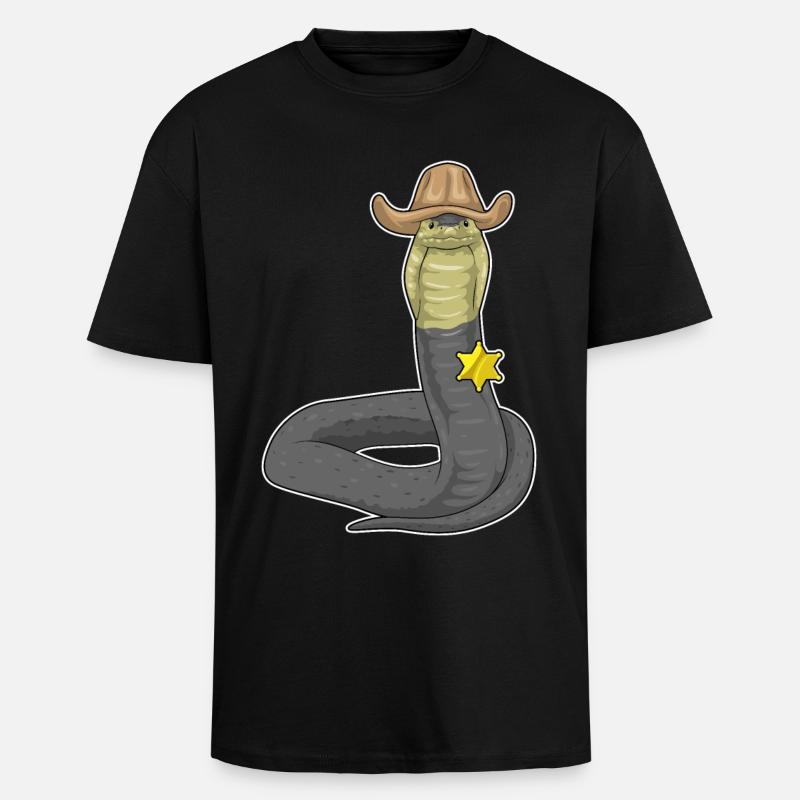 Snake Sheriff Sheriff's Hat - Unisex Oversized Heavyweight T-shirt - black