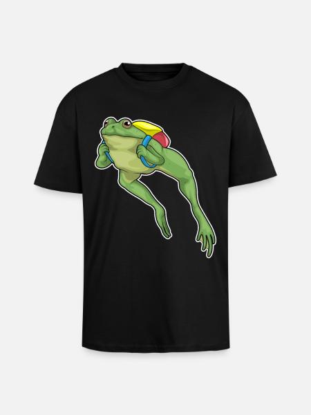 Frog Hiker Backpack Hiking - Unisex Oversized Heavyweight T-shirt - black