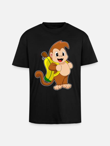 Affe Banane - Oversized Heavyweight Unisex T-Shirt - Schwarz