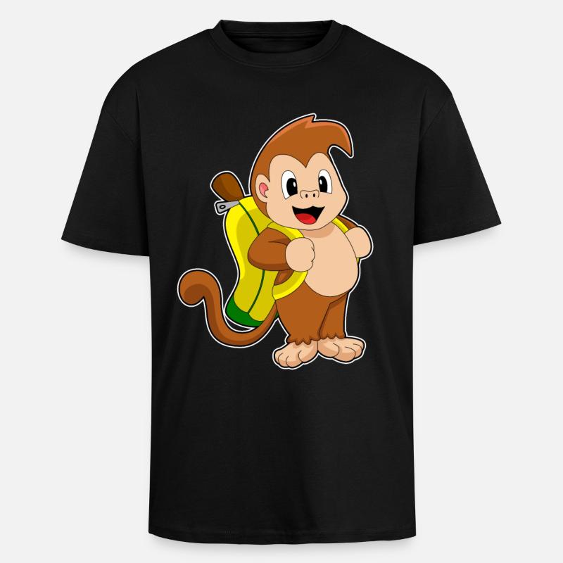 Monkey Banana - Unisex Oversized Heavyweight T-shirt - black