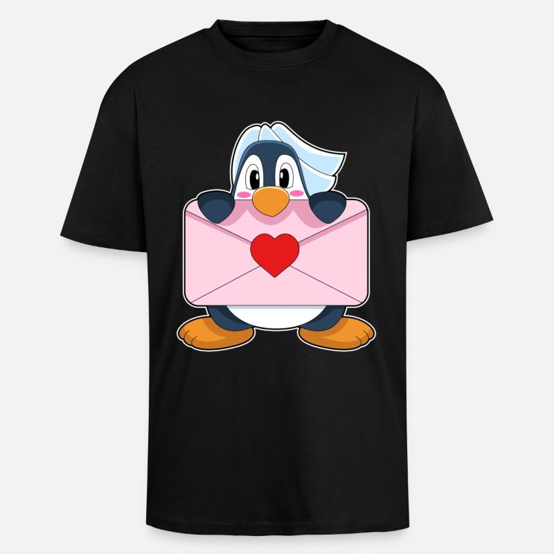 Mariage Penguin Bride Letter - T-shirt unisexe oversize épais - noir