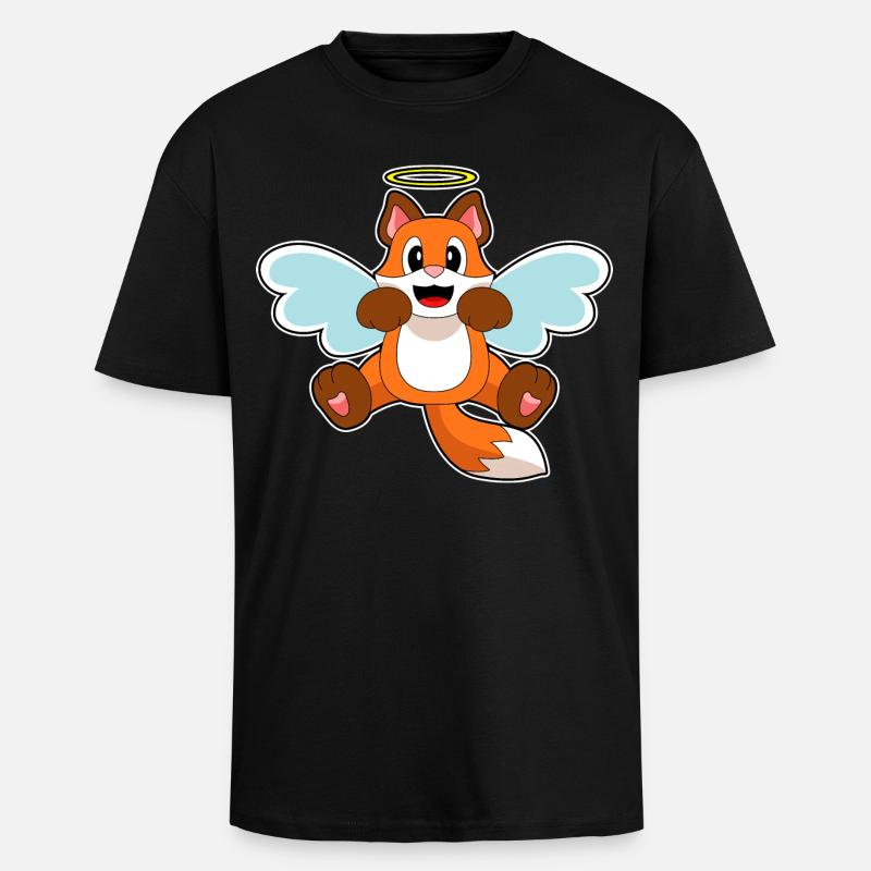 Fox Angel - T-shirt unisexe oversize épais - noir