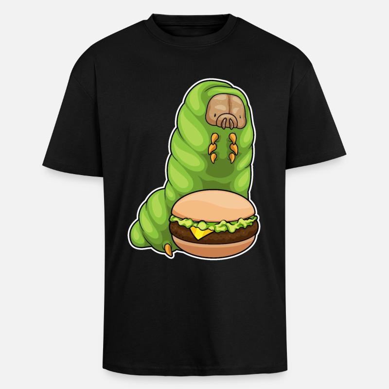 Caterpillar Cheeseburger - T-shirt unisexe oversize épais - noir