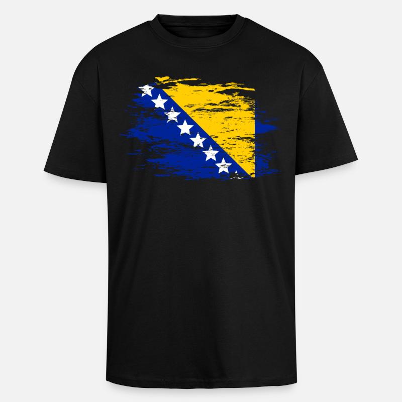 Drapeau bosnien utilisé - T-shirt unisexe oversize épais - noir