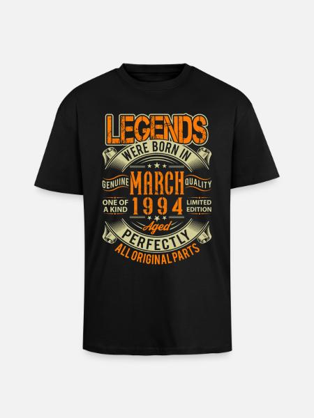 1994 March Birthday Legend - Unisex Oversized Heavyweight T-shirt - black