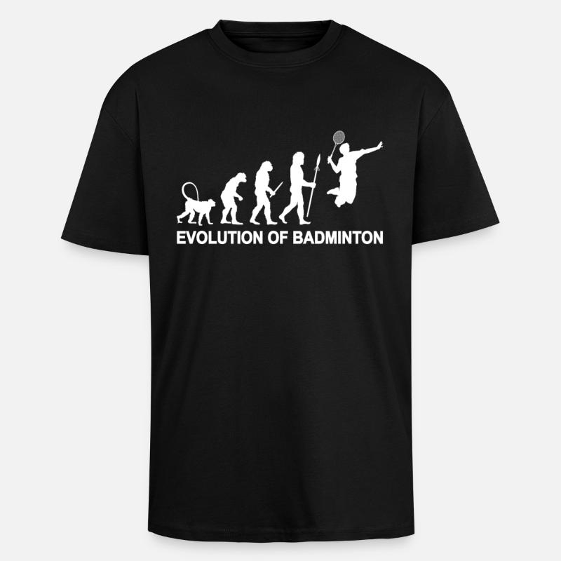 Evolution of Badminton - Oversized Heavyweight Unisex T-Shirt - Schwarz