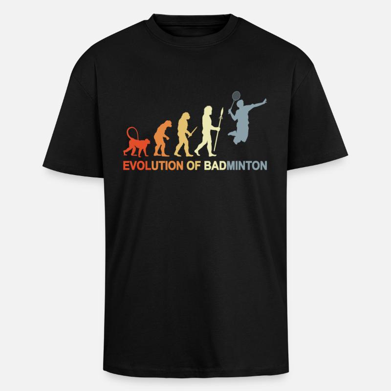Badminton Evolution - Oversized Heavyweight Unisex T-Shirt - Schwarz