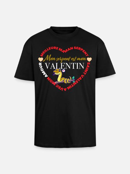 Mon serpent est mon Valentin - T-shirt unisexe oversize épais - noir