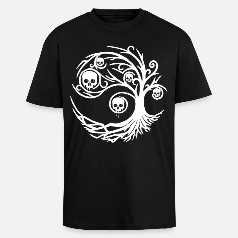 White tree with skulls - Unisex Oversized Heavyweight T-shirt - black
