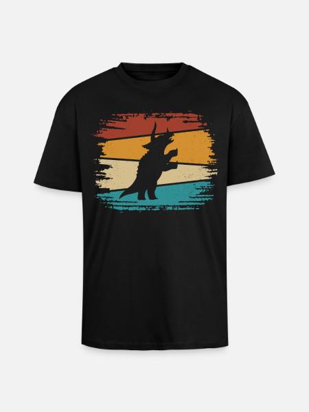 Dino Dinosaur Triceratops - Unisex Oversized Heavyweight T-shirt - black