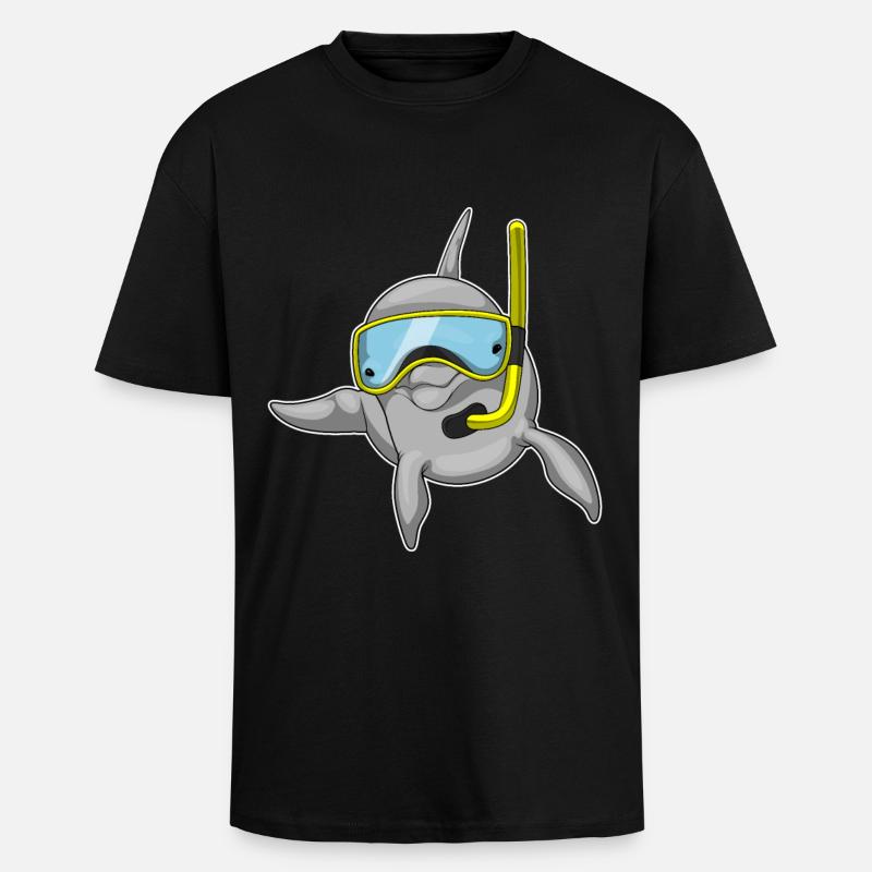 Dolphin Diver Snorkel - T-shirt unisexe oversize épais - noir