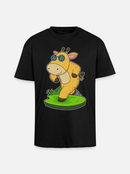 Giraffe Jogger Jogging Sport - Unisex Oversized Heavyweight T-shirt - black