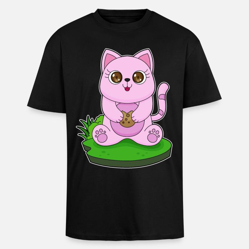 Cookie chat - T-shirt unisexe oversize épais - noir