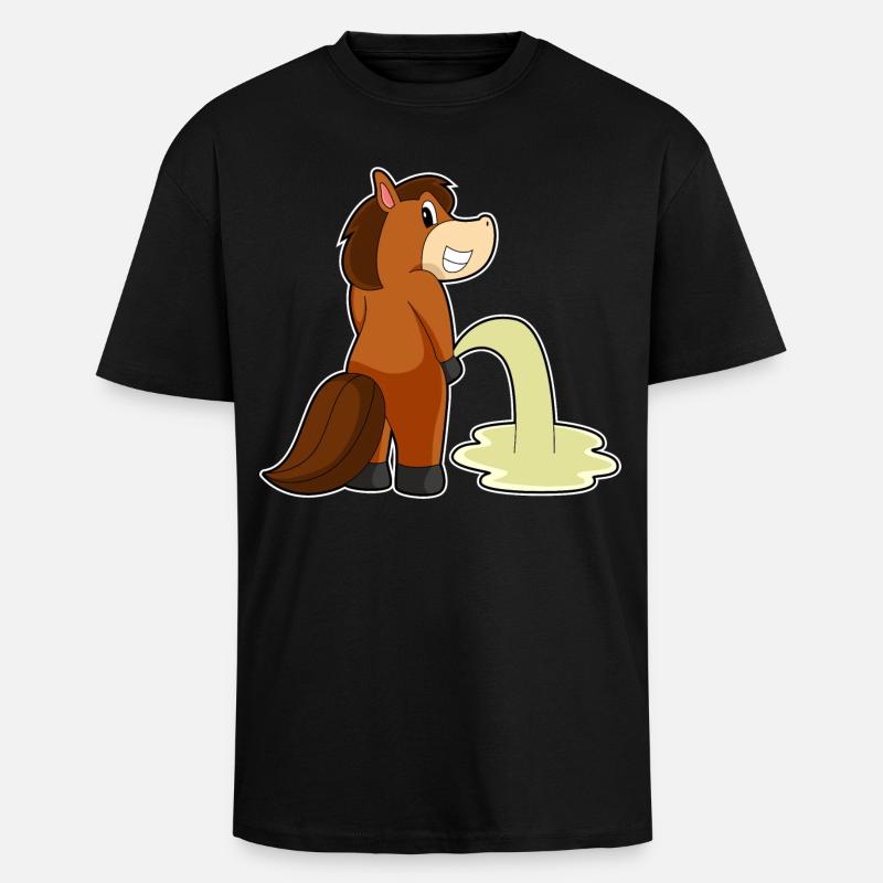 Pferd Toilette - Oversized Heavyweight Unisex T-Shirt - Schwarz