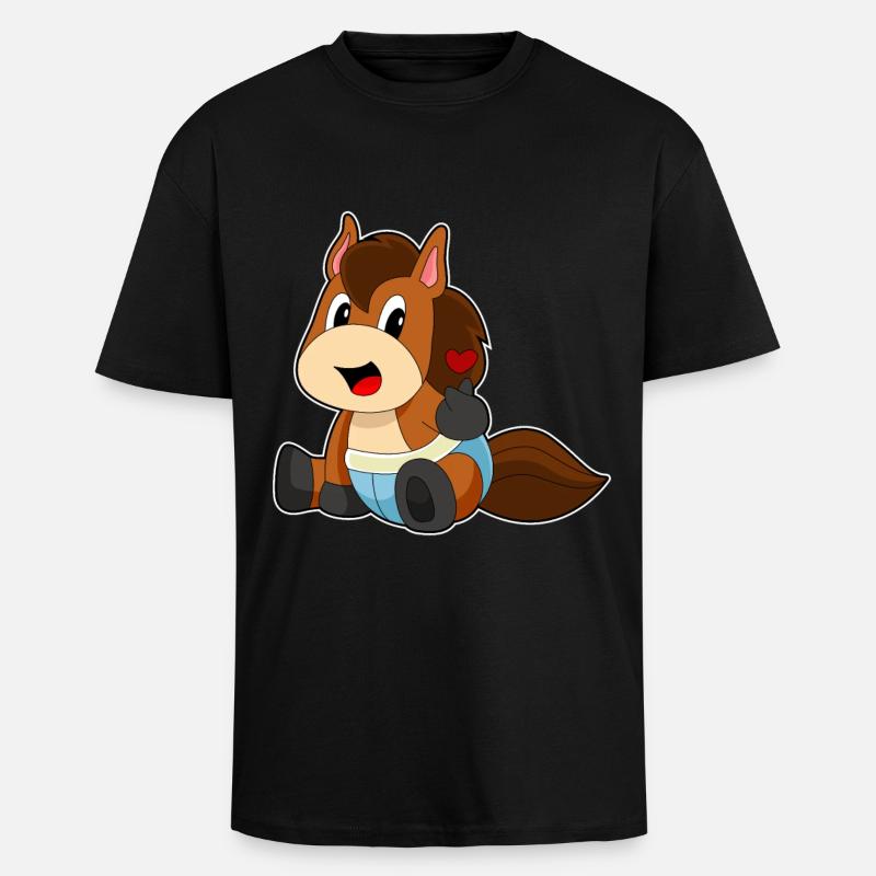 Bébé cheval - T-shirt unisexe oversize épais - noir