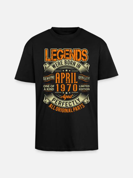 1970 April Birthday Legend - Unisex Oversized Heavyweight T-shirt - black