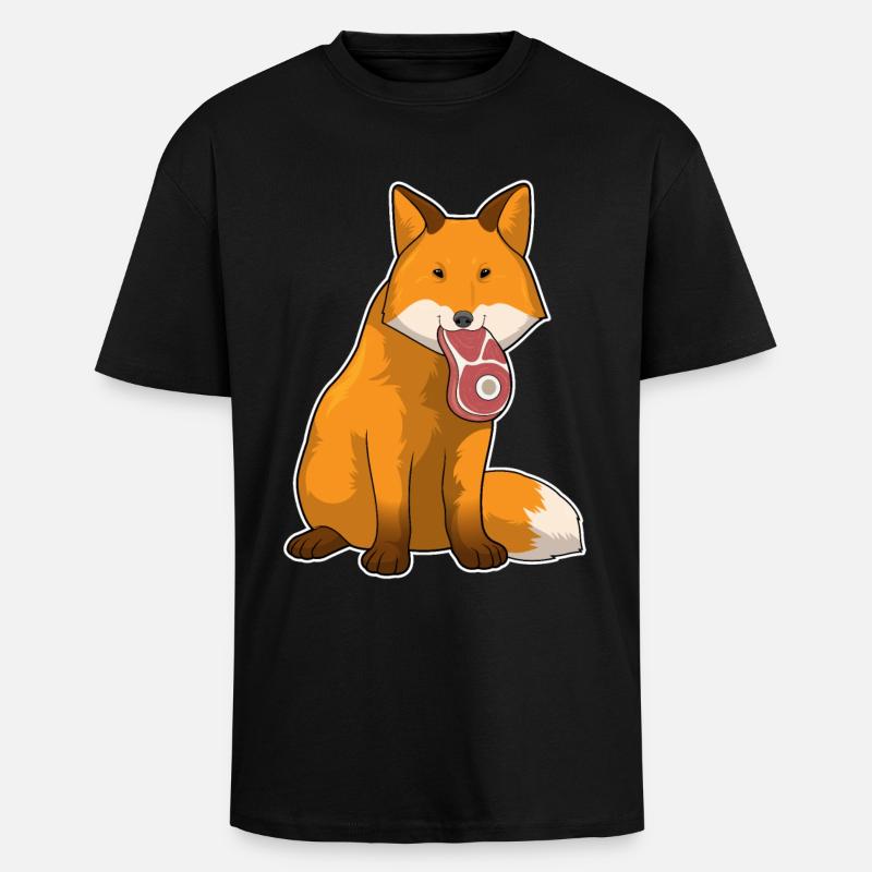 Fuchs Fleisch - Oversized Heavyweight Unisex T-Shirt - Schwarz